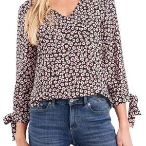 CeCe Floral Tie Sleeve Blouse